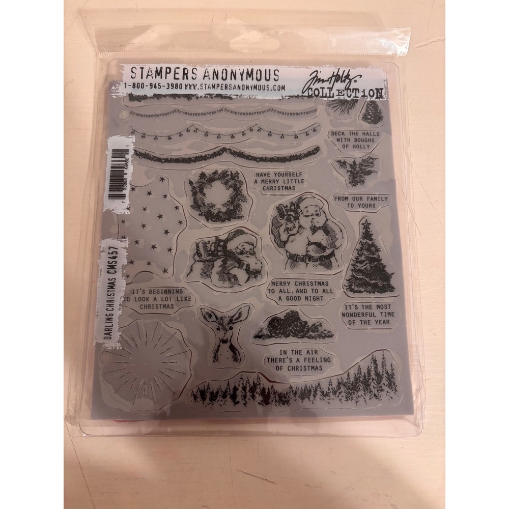 Tim Holtz Stampers Anonymous Darling Christmas Cling Rubber Stamp Set CMS457 NEW